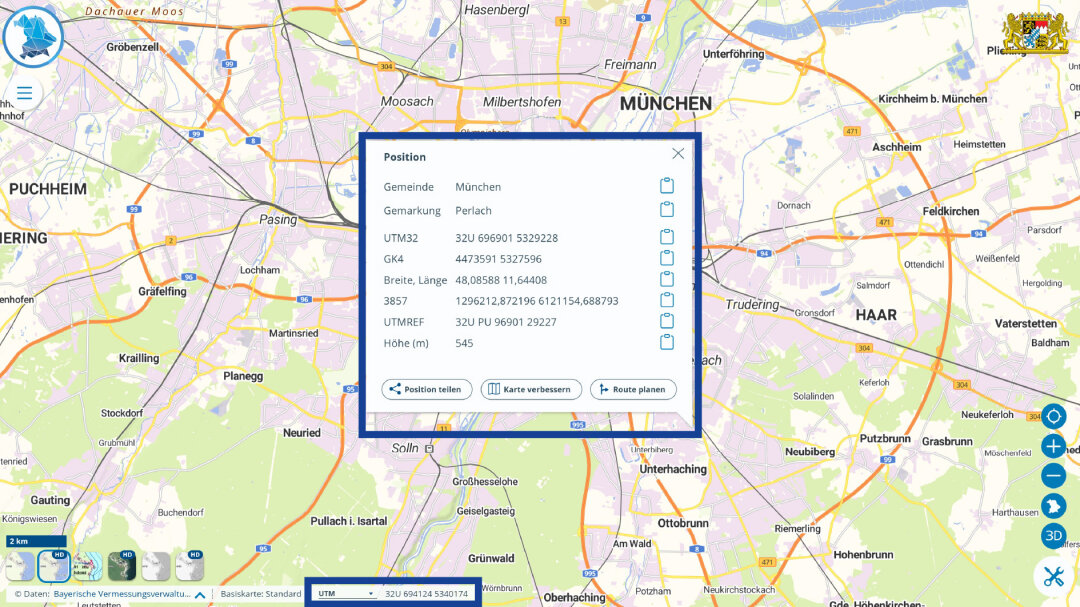 BayernAtlas Hilfe Koordinatensysteme